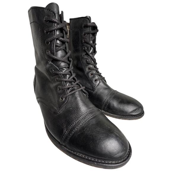 Steve Madden Men’s Trek Boots Black Pigskin Leather Combat Lace Up Zipper Sz 13 - Picture 7 of 16